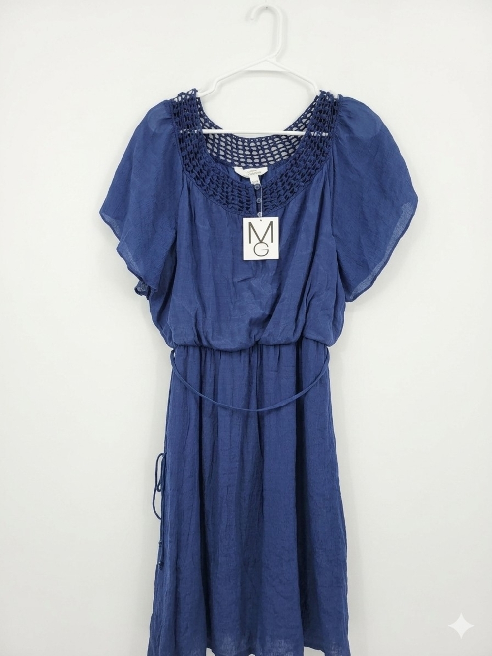 Mlle Gabrielle Royal Blue Dress with Crochet Detail